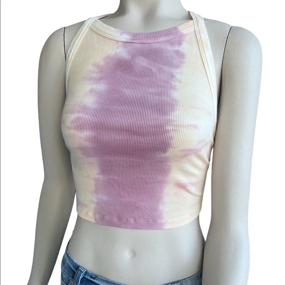 Young Fabulous and Broke Ribbed Tie Dye Cropped Tank Top with Open Back